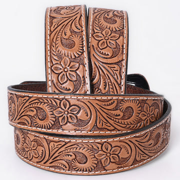 COMFYTACK Western Genuine Leather Belt for Men Women Cowboy Cowgirl Handmade Unisex Full Grain Heavy Duty Floral Tooled Belt
